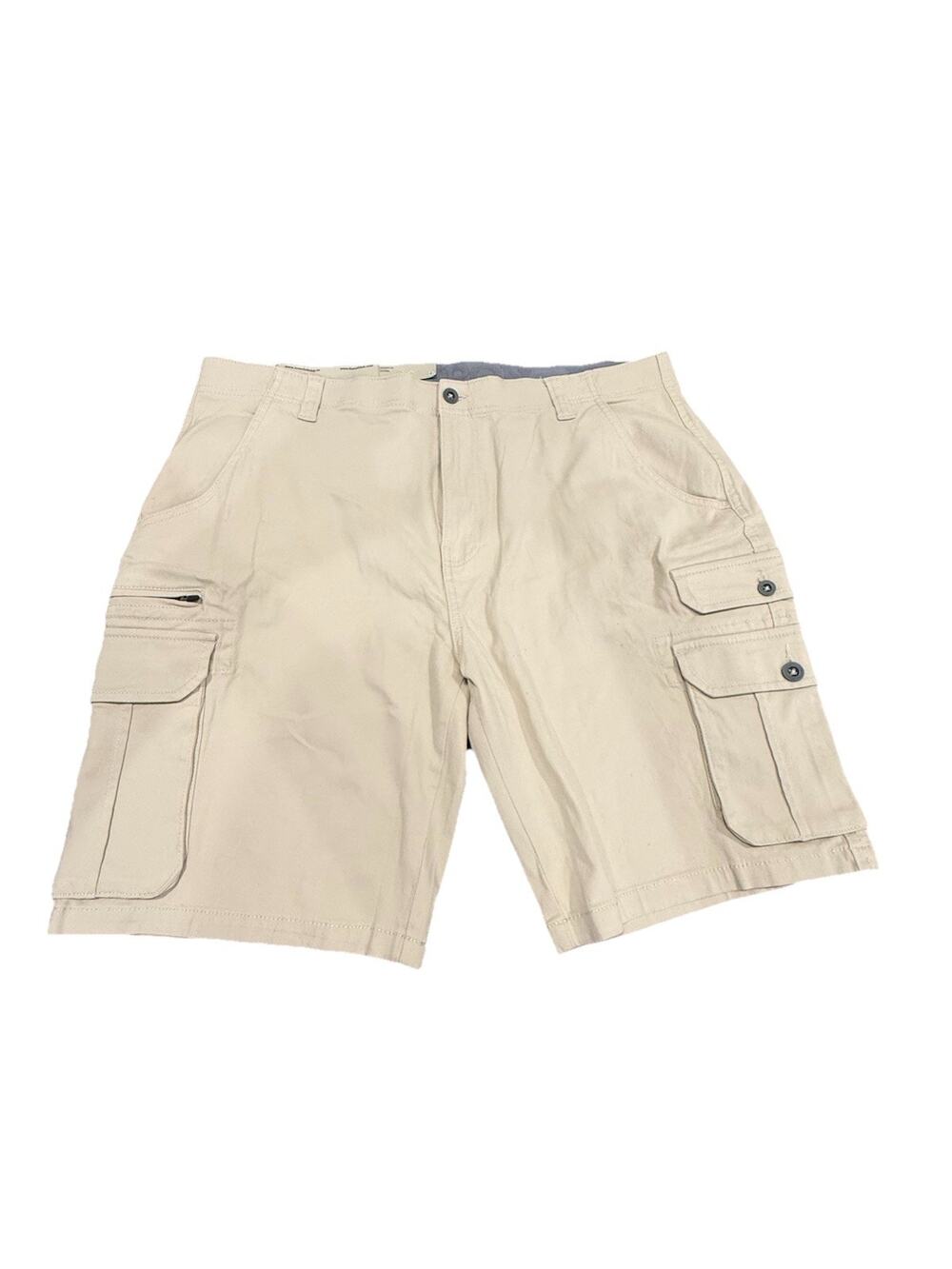 Iron Co Cargo Shorts Mens Size 40 Dune Khaki Stretch Twill Elastic Waist NWT